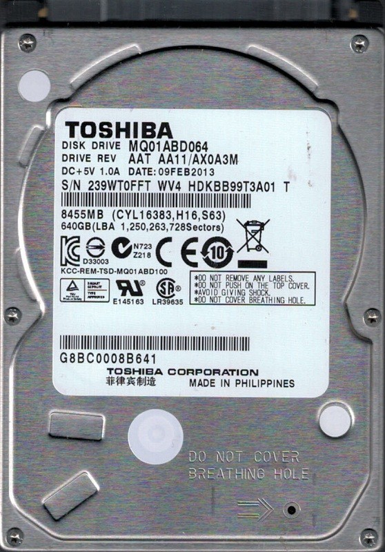Toshiba MQ01ABD064 AAT AA11/AX0A3M 640GB Philippines