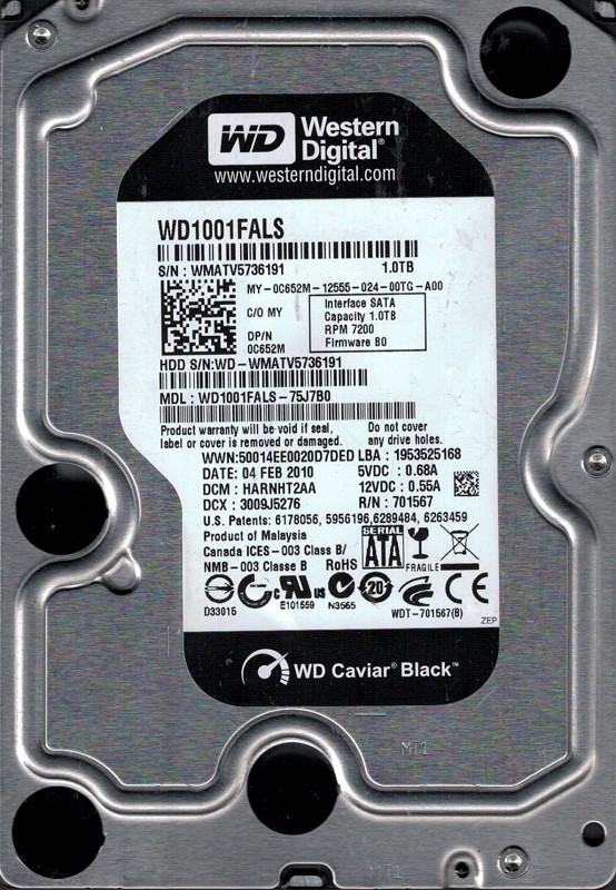 Western Digital WD1001FALS-75J7B0 1TB DCM: HARNHT2AA