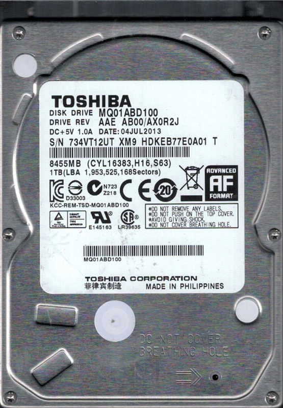 Toshiba MQ01ABD100 AAE AB00/AX0R2J PHILIPPINES 1TB