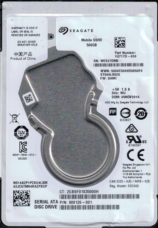 ST500LX025 P/N: 1U717D-020 F/W: SHM1 WU WES 500GB Seagate