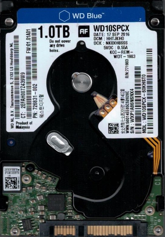 Western Digital WD10SPCX-60KHST0 1TB DCM: HHTJKHO
