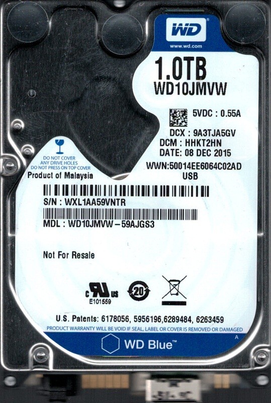 WD10JMVW-59AJGS3 DCM: HHKT2HN WXL1A Western Digital 1TB