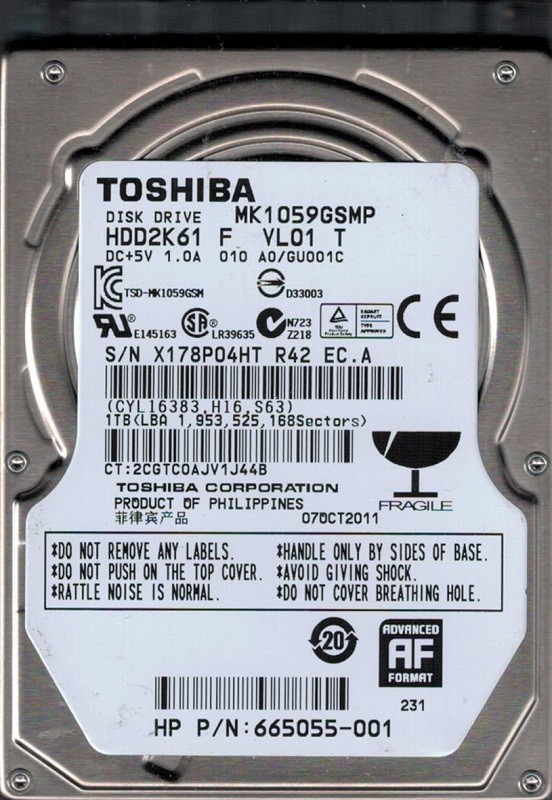 Toshiba MK1059GSMP 1TB HDD2K61 F VL01 T PHILIPPINES