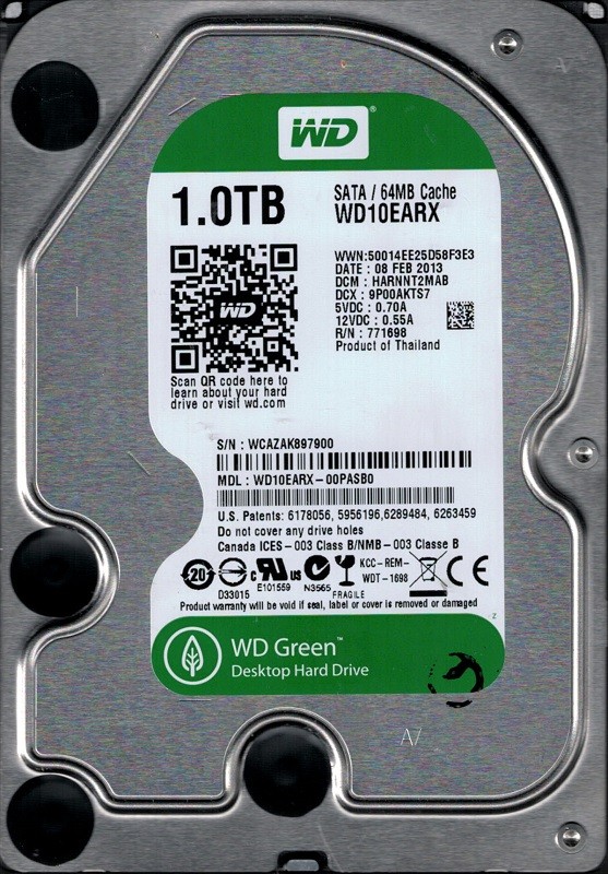 Western Digital WD10EARX-00PASB0 DCM: HARNNT2MAB 1TB