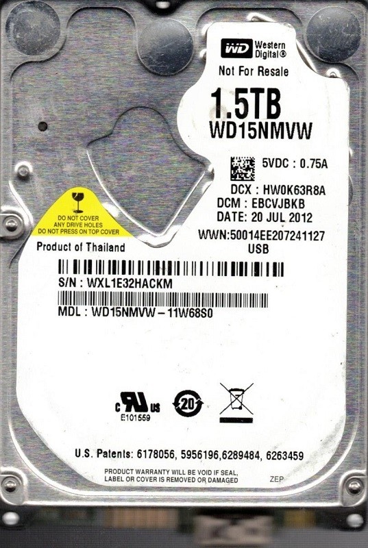 Western Digital WD15NMVW-11W68S0 1.5TB USB 3.0 DCM: EBCVJBKB WXL1E