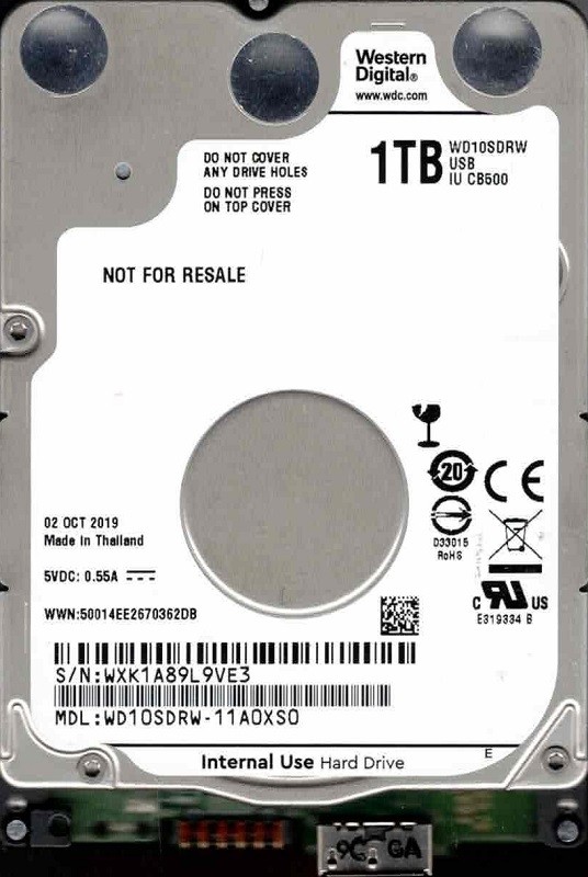 WD10SDRW-11A0XS0 WXK1A Thailand OCT 2019 Western Digital 1TB
