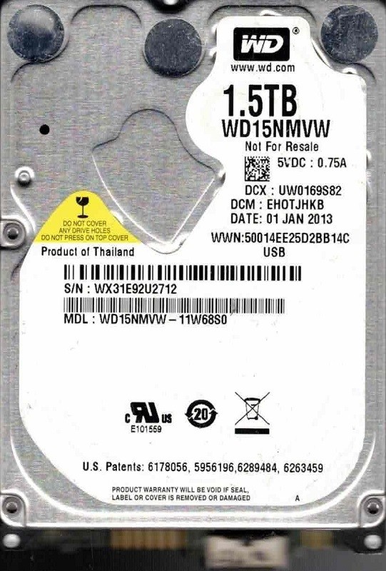 Western Digital WD15NMVW-11W68S0 1.5TB USB 3.0 DCM: EHOTJHKB JAN 2013