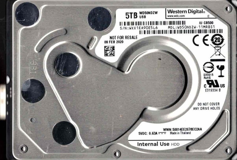 WD50NDZW-11MR8S1 USB 3.0 WXX1E FEB 2020 Thailand Western Digital 5TB