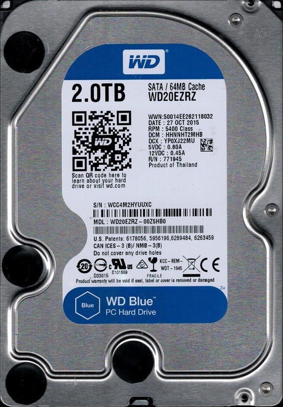WD20EZRZ-00Z5HB0 DCM: HHNNHT2MHB WCC4M Western Digital 2TB