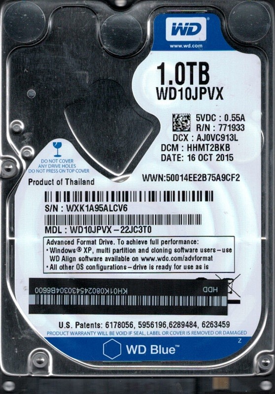 WD10JPVX-22JC3T0 DCM: HHMT2BKB WXK1A Western Digital 1TB