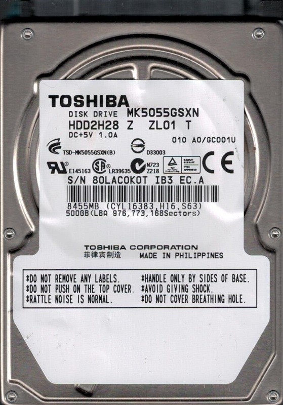 Toshiba MK5055GSXN 500GB SATA HDD2H28 Z ZL01 T PHILIPPINES