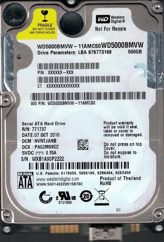 Western Digital WD5000BMVW-11AMCS0 500GB DCM: HVNTJANB