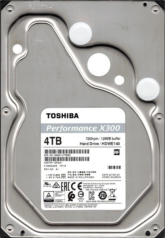 X300 HDWE140 P/N: HDETR11ZPA51 F/W: FP1R Toshiba 4TB