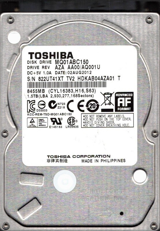 Toshiba MQ01ABC150 AZA AA00/AQ001U 1.5TB HDKAB04AZA01