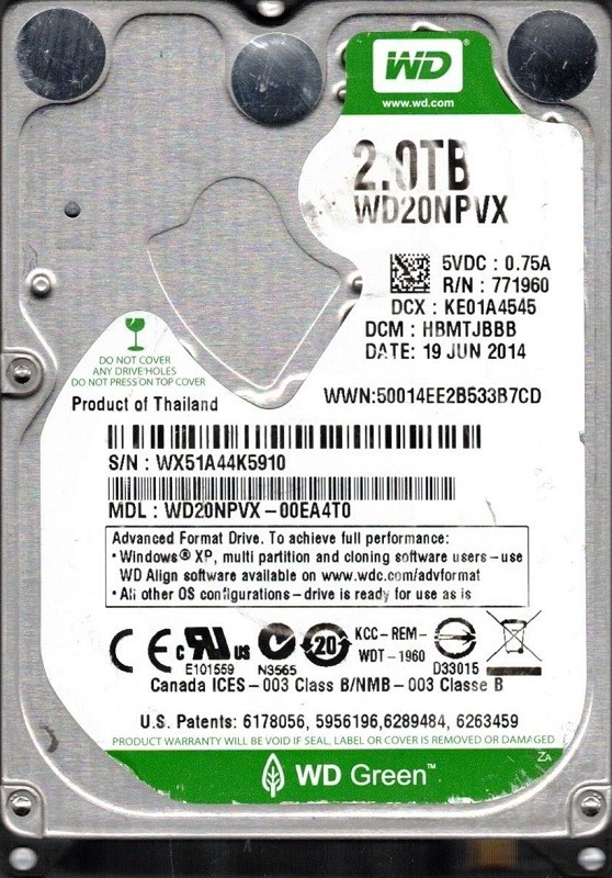 Western Digital WD20NPVX-00EA4T0 2TB DCM: HBMTJBBB