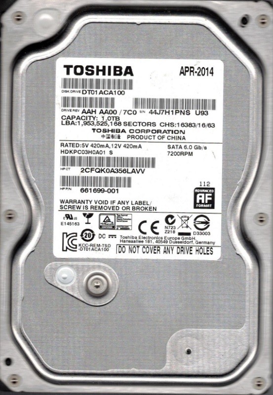 Toshiba DT01ACA100 AAH AA00/7C0 1TB CHINA