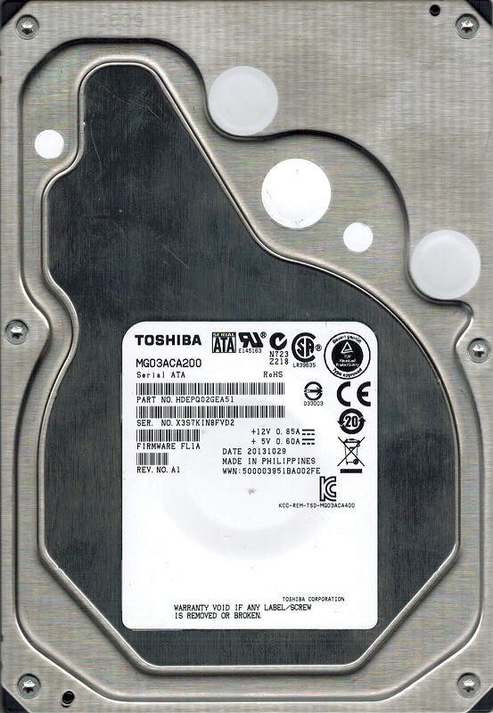  Toshiba MG03ACA200 2TB P/N: HDEPQ02GEA51 F/W: FL1A