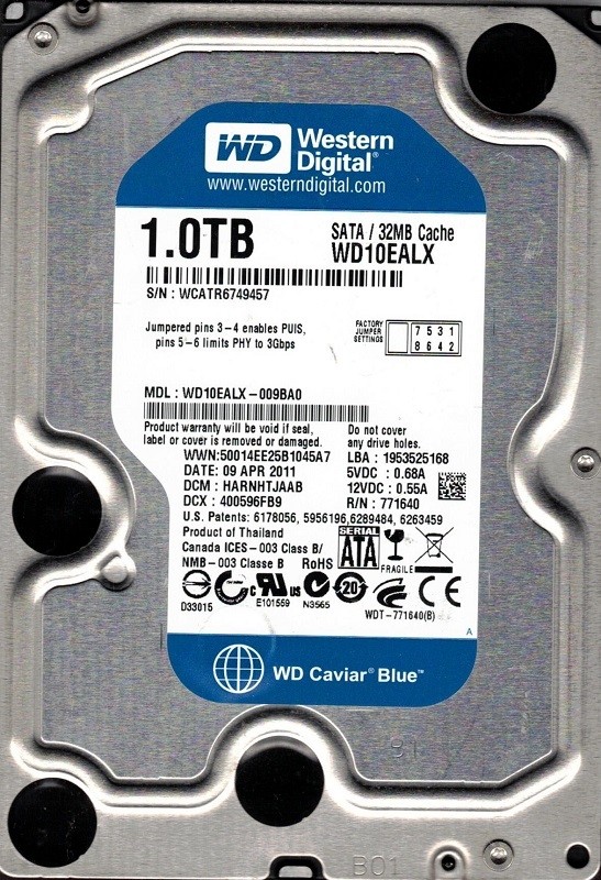 WD10EALX-009BA0 Western Digital 1TB DCM: HARNHTJAAB WCATR