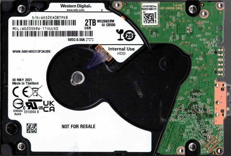WD20SDRW-11VUUS0 WXD2E MAY 2021 Thailand Western Digital 2TB