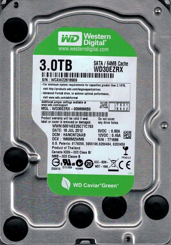 Western Digital WD30EZRX-00MMMB0 3TB DCM: HANCNT2AAB