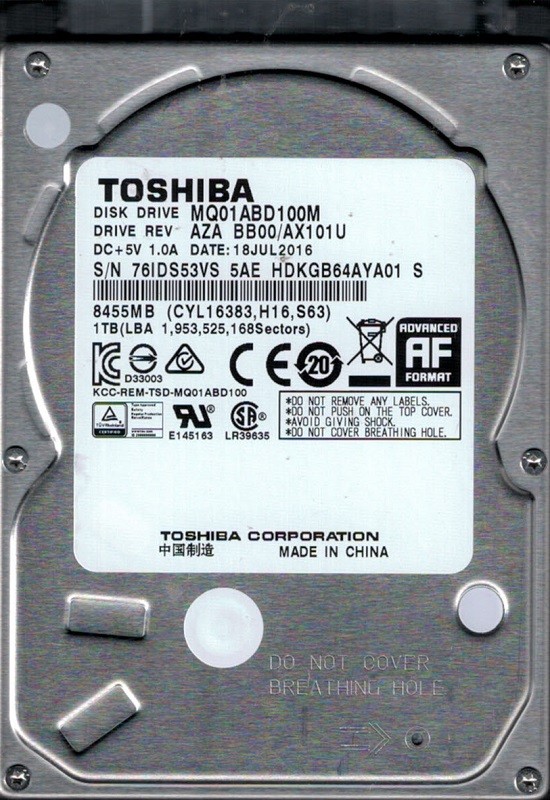 MQ01ABD100M AZA BB00/AX101U China Toshiba 1TB