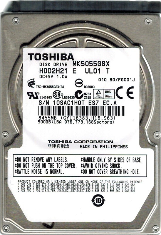 Toshiba MK5055GSX HDD2H21 E UL01 T 500GB PHILIPPINES