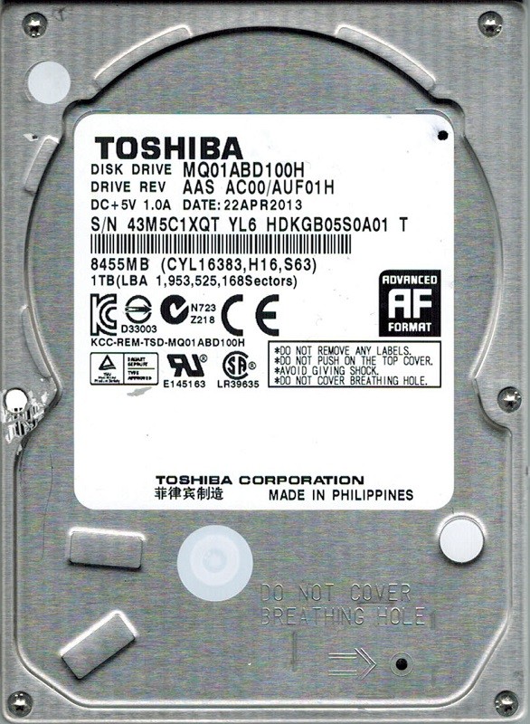 Toshiba MQ01ABD100H 1TB AAS AC00/AUF01H Philippines