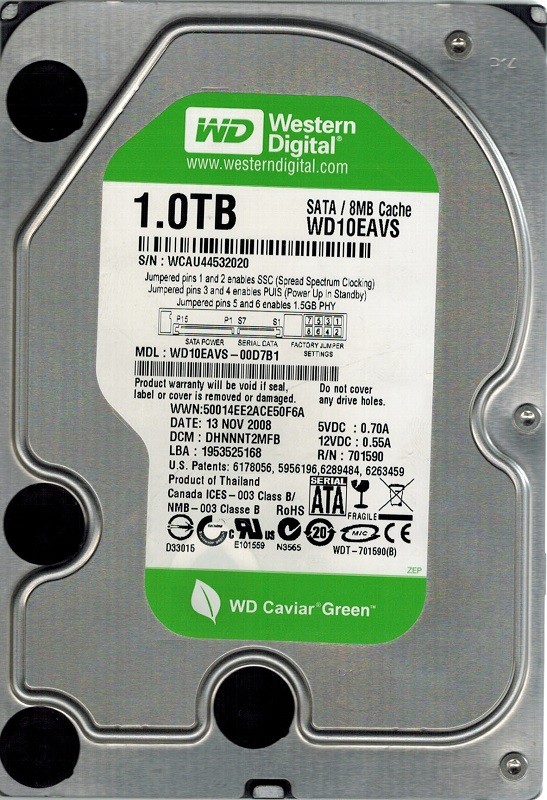 WD10EAVS-00D7B1 Western Digital DCM: DHNNNT2MFB 1TB