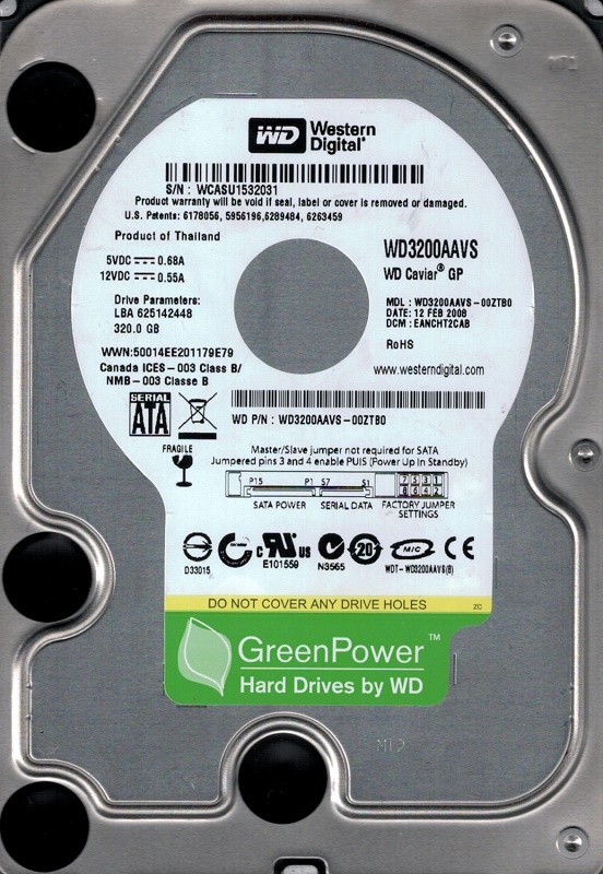 Western Digital WD3200AAVS-00ZTB0 320GB DCM: EANCHT2CAB