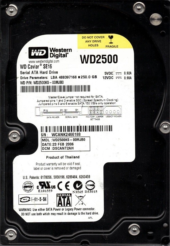 Western Digital WD2500KS-00MJB0 250GB DCM: DSCANT2AH