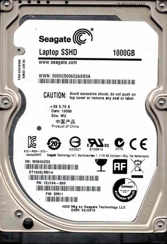 ST1000LM014 P/N: 1EJ164-500 F/W: SM11 WU W38 02/2013 Seagate 1TB