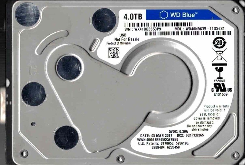 WD40NMZW-11GX6S1 USB 3.0 WX41D MAR 2017 Malaysia Western Digital 4TB