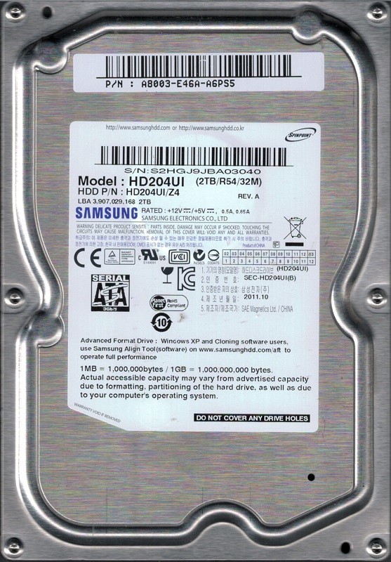 HD204UI/Z4 P/N: A8003-E46A-A6PS5 Samsung 2TB