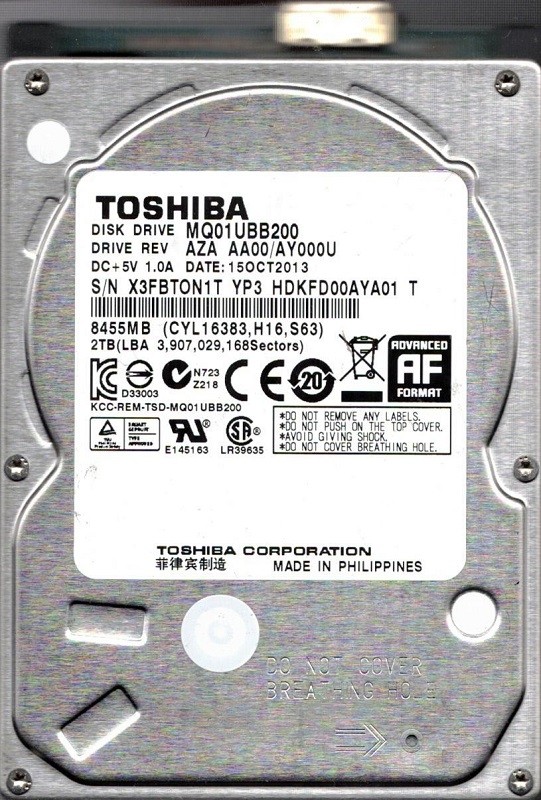 Toshiba MQ01UBB200 AZA AA00/AY000U 2TB USB 3.0