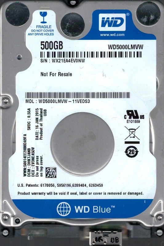 WD5000LMVW-11VEDS3 DCM: DHKTJANB WX21E Western Digital 500GB