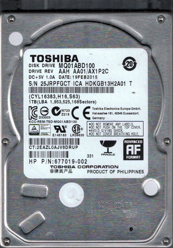 MQ01ABD100 AAH AA01/AX1P2C Philippines Toshiba 1TB