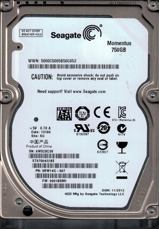 ST9750422AS P/N: 9RW14G-567 F/W: 0001BSM1 SU 6WS Seagate 750GB