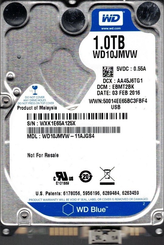 WD10JMVW-11AJGS4 DCM: EBMT2BK WXK1E Western Digital 1TB