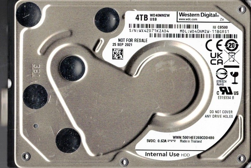 WD40NMZW-11BGRS1 USB 3.0 WX42D SEP 2021 Western Digital 4TB USB HDD