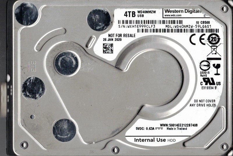 WD40NMZW-59LG6S1 USB 3.0 WXH1E JAN 2020 2.5" HDD Western Digital 4TB