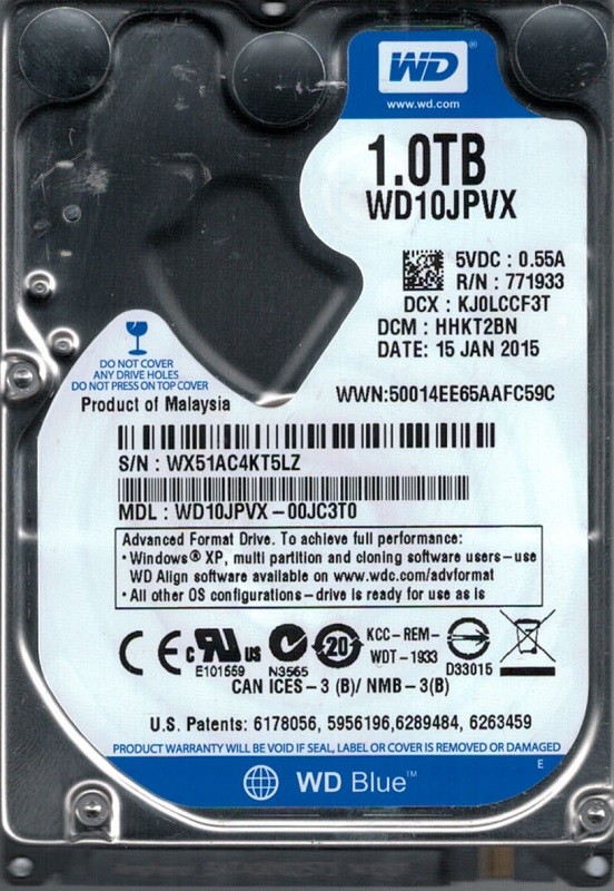 WD10JPVX-00JC3T0 DCM: HHKT2BN WX51A Western Digital 1TB