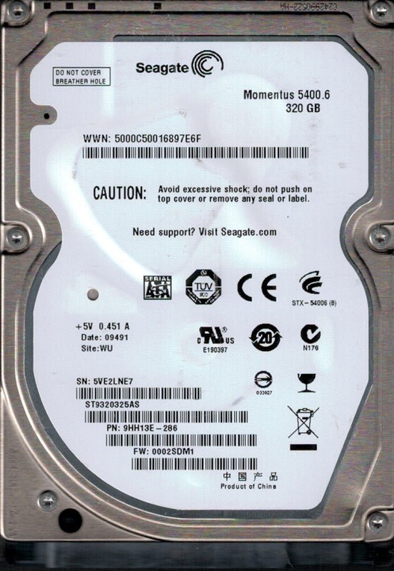 ST9320325AS P/N: 9HH13E-286 F/W: 0002SDM1 WU 5VE Seagate 320GB