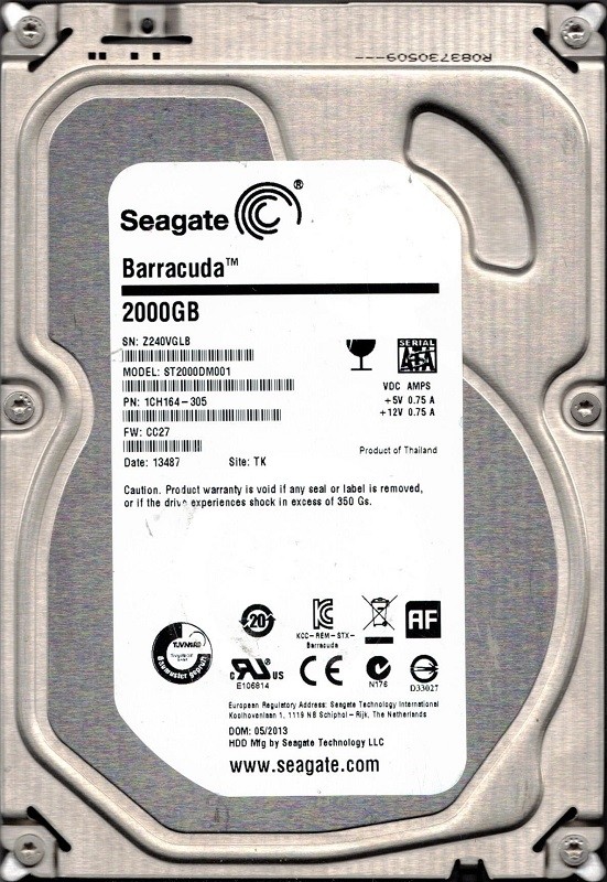 ST2000DM001 P/N: 1CH164-305 F/W: CC27 TK Z24 Seagate 2TB