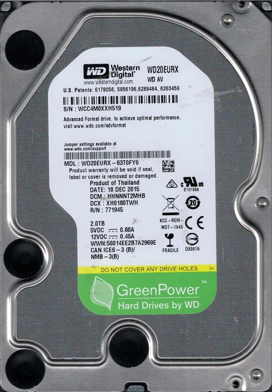 Western Digital WD20EURX-63T0FY0 2TB DCM: HHNNNT2MHB