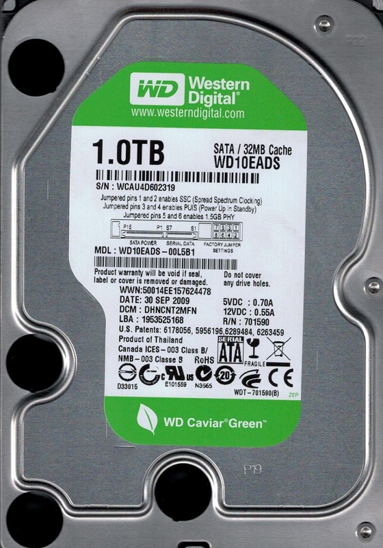 Western Digital WD10EADS-00L5B1 DCM: DHNCNT2MFN 1TB