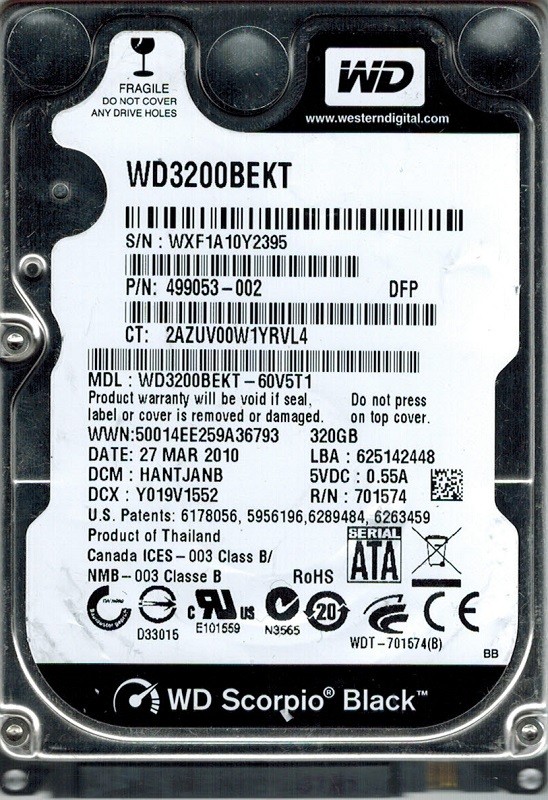 Western Digital WD3200BEKT-60V5T1 320GB DCM: HANTJANB
