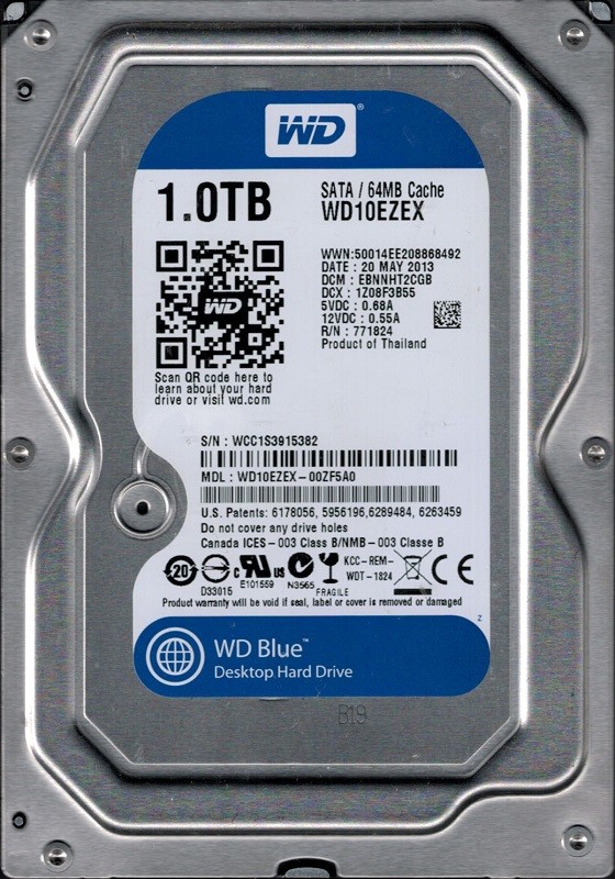 Western Digital WD10EZEX-00ZF5A0 1TB DCM: EBNNHT2CGB