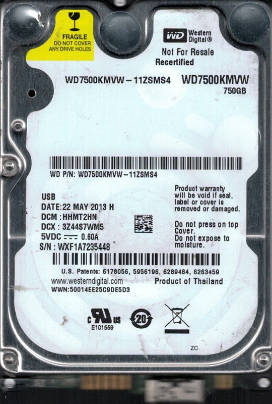WD7500KMVW-11ZSMS4 Western Digital USB 3.0 DCM: HHMT2HN 750GB