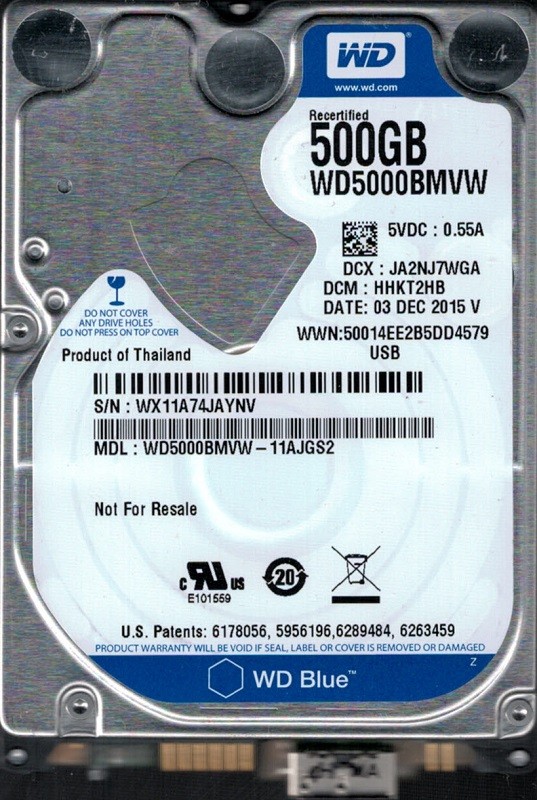 WD5000BMVW-11AJGS2 DCM: HHKT2HB WX11A Western Digital 500GB