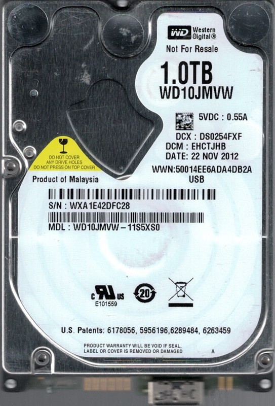 Western Digital WD10JMVW-11S5XS0 1TB DCM: EHCTJHB